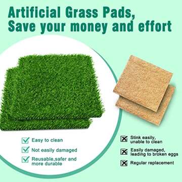 DenForste 8 Pack Chicken Nesting Box Pads - Washable Artificial Grass Nesting Pads - Chicken Nesting Pads for Chicken Coop and Pet Garden Lawn Indoor Outdoor 12"×12"×1"