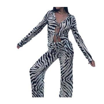 THLAI 2 Piece Zebra Print Set for Women Party Style