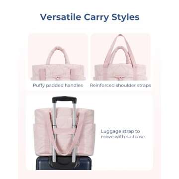 BAGSMART Quilted Puffer Tote Bag for Women Travel