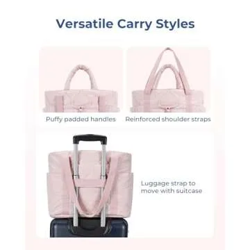 BAGSMART Quilted Puffer Tote Bag for Women Travel