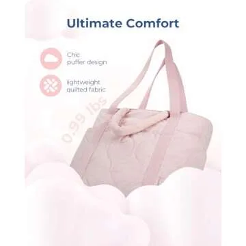 BAGSMART Quilted Puffer Tote Bag for Women Travel