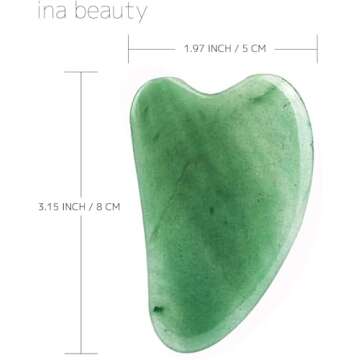 Ina Beauty Large Gua Sha Heart Natural Jade Stone for Face to Lift, Decrease Puffiness and Tighten