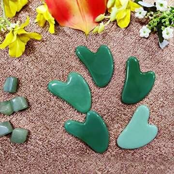 Ina Beauty Large Gua Sha Heart Natural Jade Stone for Face to Lift, Decrease Puffiness and Tighten
