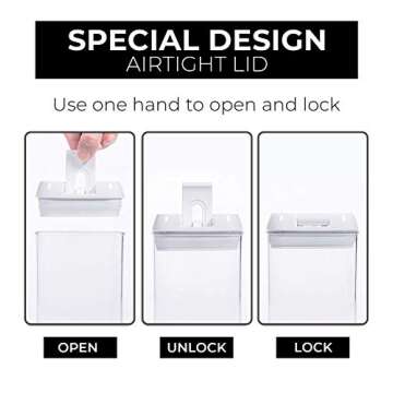 Airtight Food Storage Container Set - 7 Piece Set Clear Plastic Canisters For Cereal, Flour with Easy Lock Lids, for Kitchen Pantry Organization and Storage, Include Labels and Marker (White)