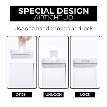 Airtight Food Storage Container Set - 7 Piece Set Clear Plastic Canisters For Cereal, Flour with Easy Lock Lids, for Kitchen Pantry Organization and Storage, Include Labels and Marker (White)