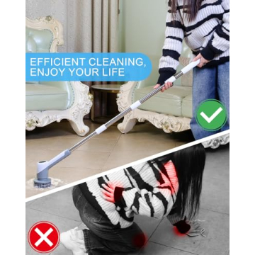 Electric Spin Scrubber Cordless with Adjustable Handle 6 Brush Heads
