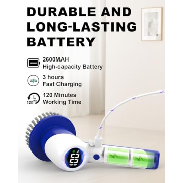 Electric Spin Scrubber Cordless with Adjustable Handle 6 Brush Heads