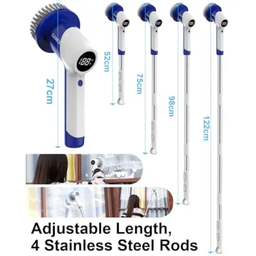 Electric Spin Scrubber Cordless with Adjustable Handle 6 Brush Heads