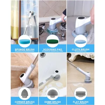 Electric Spin Scrubber Cordless with Adjustable Handle 6 Brush Heads