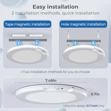 Yurnero Closet Lights Motion Sensored Rechargeable with Remote - Ultra-Thin Magnetic Suction Wireless Ceiling Lights Battery Operated, 400LM Closet Light Indoor for Closets Stairs Hallway Garage