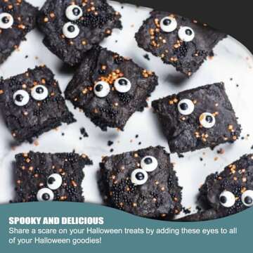 Spooky Eye Toppers - 4 oz Resealable Stand Up Candy Bag - Edible Baking Decorations - Funny White Googly Eyes for Cupcakes, Cakes, Cookies, Brownies - Halloween, Easter, and Edible Art Project Candy