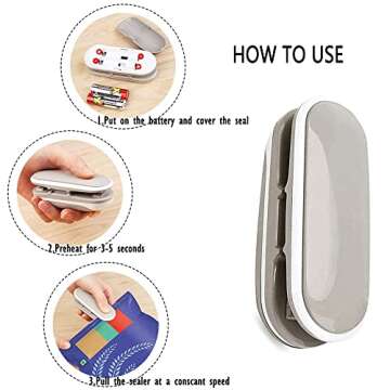 DHinkyoung Bag Sealer with Hook, 2 in 1 Heat Vacuum Sealer Portable Bag Resealer Machine for Cookie Bag Chip Bag Pet Food Bag Kitchen Camping Travel (1 Pcs)