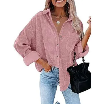CHYRII Women's Stylish Corduroy Oversized Shacket