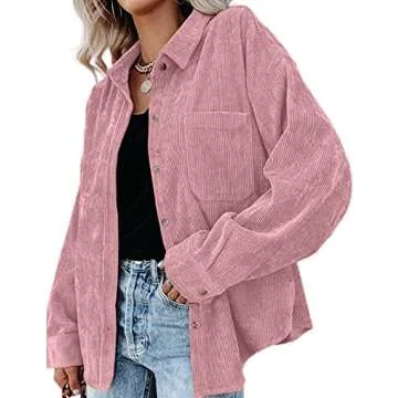 CHYRII Women's Stylish Corduroy Oversized Shacket