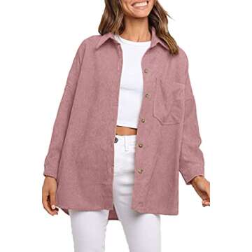 CHYRII Women's Stylish Corduroy Oversized Shacket