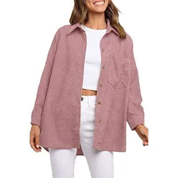 CHYRII Women's Stylish Corduroy Oversized Shacket