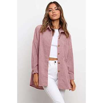 CHYRII Women's Stylish Corduroy Oversized Shacket