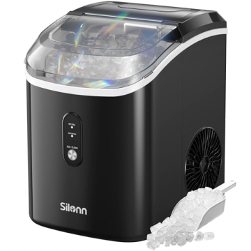 Silonn Nugget Ice Makers Countertop, Chewable Pellet Ice Machine with Self Cleaning Function, Portab...