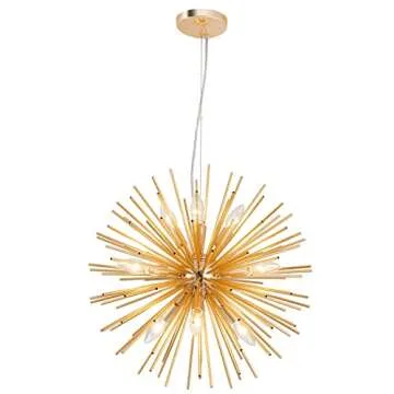 CM MZY Modern Gold Sputnik Chandeliers - 9-Light Starburst Ceiling Fixture