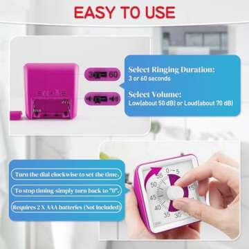 Secura 60-Minute Visual Timer for All Ages – Master Time Management