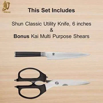 Shun Cutlery Classic Utility Knife 6" and Kai PRO Multi-Purpose Kitchen Shears Set