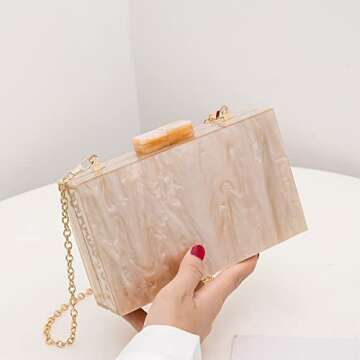 LETODE Acrylic Clutch Purses for women Perspex Bag Box Clutch Evening Crossbody Handbags (APRICOT) Small