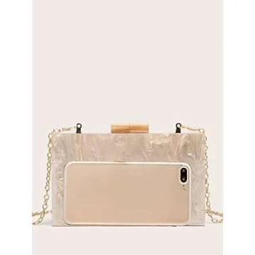 LETODE Acrylic Clutch Purses for women Perspex Bag Box Clutch Evening Crossbody Handbags (APRICOT) Small