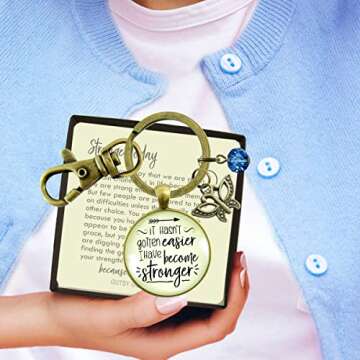 Strength Keychain It Hasn't Gotten Easier Jewelry Believe Pendant Butterfly Charm
