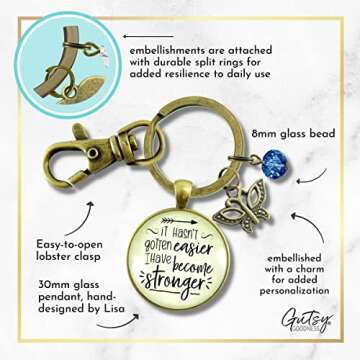 Strength Keychain It Hasn't Gotten Easier Jewelry Believe Pendant Butterfly Charm