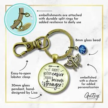 Strength Keychain It Hasn't Gotten Easier Jewelry Believe Pendant Butterfly Charm