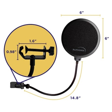 Auphonix Pop Filter for Clear Audio - Dual Layer Microphone Screen