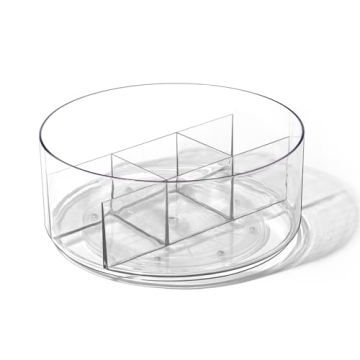 BINO 11.25" Plastic Round Turntable Organizer - Clear with 5 Compartments | Versatile Rotating Stora...