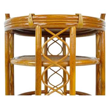 Handmade Rattan Serving Cart with Wheels - Fully Assembled