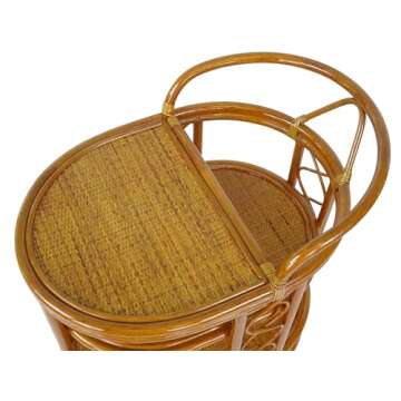 Handmade Rattan Serving Cart with Wheels - Fully Assembled