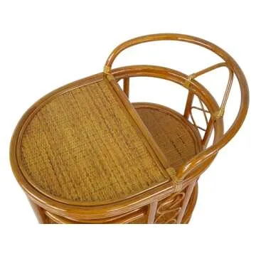 Handmade Rattan Serving Cart with Wheels - Fully Assembled