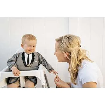 KidDazzle One Piece Tiny Tux KidCover- Cute Silicone Baby Boy Bib Smock - Adjustable Size - Waterproof and Stain Resistant - Babies & Toddlers 6 Months + (Tiny Tux)