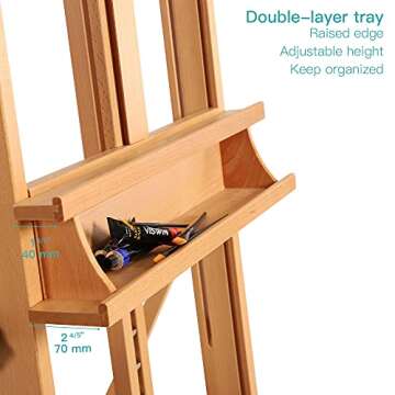 VISWIN Premium H Frame Easel 75" to 146"H, Hold Canvas to 93", Solid Beech Wood Large Artist Easel for Painting Canvas, Studio Floor Easel Stand with Storage Tray, Wheel, Wooden Art Easel for Adult-N