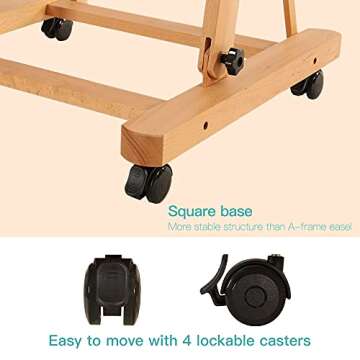 VISWIN Premium H Frame Easel 75" to 146"H, Hold Canvas to 93", Solid Beech Wood Large Artist Easel for Painting Canvas, Studio Floor Easel Stand with Storage Tray, Wheel, Wooden Art Easel for Adult-N