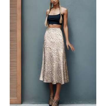 Soowalaoo Women's Red High Waisted Elastic Midi Skirt - Stylish & Comfortable