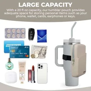 BABINCO Silicone Water Bottle Pouch - Water Resistant Drinking Tumbler Pouch with Zipper Compartment, Adjustable Hook-and-Loop Anti Slip Elastic Strap, Outer Storage Pocket - Fits Up to 40 oz Jugs