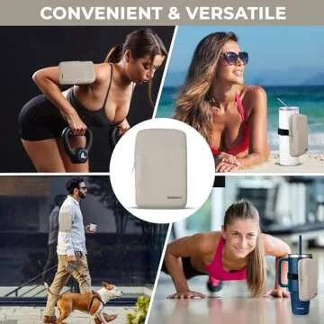 BABINCO Silicone Water Bottle Pouch - Water Resistant Drinking Tumbler Pouch with Zipper Compartment, Adjustable Hook-and-Loop Anti Slip Elastic Strap, Outer Storage Pocket - Fits Up to 40 oz Jugs