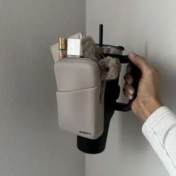 BABINCO Silicone Water Bottle Pouch - Water Resistant Drinking Tumbler Pouch with Zipper Compartment, Adjustable Hook-and-Loop Anti Slip Elastic Strap, Outer Storage Pocket - Fits Up to 40 oz Jugs