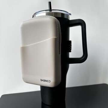 BABINCO Silicone Water Bottle Pouch - Water Resistant Drinking Tumbler Pouch with Zipper Compartment, Adjustable Hook-and-Loop Anti Slip Elastic Strap, Outer Storage Pocket - Fits Up to 40 oz Jugs