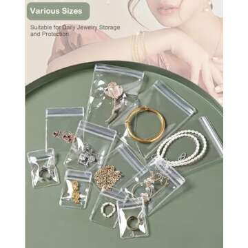 4-in-1 Acrylic Jewelry Organizers and Storage with 60 Portable Anti Tarnish Jewelry Bags, Clear Jewelry Box Travel Jewelry Case for Earrings Rings Necklaces Bracelets, Christmas Gifts for Women Girls