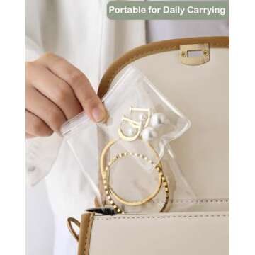 4-in-1 Acrylic Jewelry Organizers and Storage with 60 Portable Anti Tarnish Jewelry Bags, Clear Jewelry Box Travel Jewelry Case for Earrings Rings Necklaces Bracelets, Christmas Gifts for Women Girls