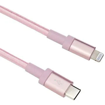 Amazon Basics USB-C to Lightning Charger Cable, Nylon Braided, MFi Certified, 6 Foot, Rose Gold