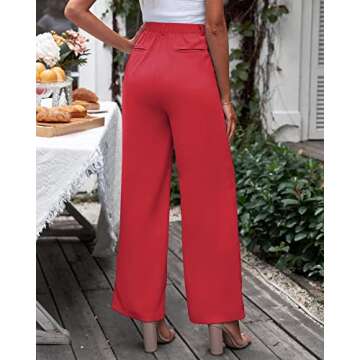 GRAPENT Wide Leg Pants High Waisted Trousers Women High Waisted Slacks for Women Flowy Pants for Women Summer Red Wide Leg Pants Bell Bottom Pants Color True Red Size Medium Size 8 Size 10