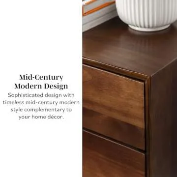 Walker Edison Mid Century Modern Wood Nightstand Side Table Bedroom Storage Drawer Bedside End Table, 2 Drawer, Walnut