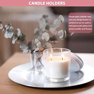 4 x 4 Inch Cylinder Vase,Set of 6 Small Glass Vases for Table Centerpieces,Clear Flower Vases,Decorative Glass Vase for Home Decor,Candle Holder,Wedding Favors(4" W X 4" H)