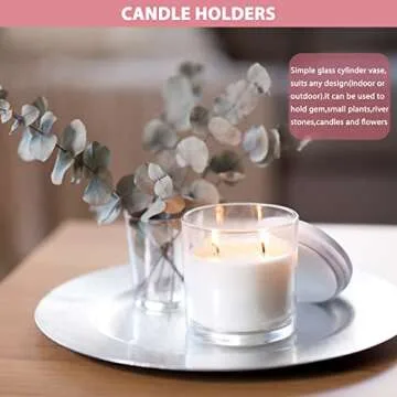 4 x 4 Inch Cylinder Vase,Set of 6 Small Glass Vases for Table Centerpieces,Clear Flower Vases,Decorative Glass Vase for Home Decor,Candle Holder,Wedding Favors(4" W X 4" H)